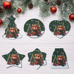 ScotsTee Shop Scottish Henderson Modern Clan Tartan Ceramic Ornament Cute Highland Cow Christmas