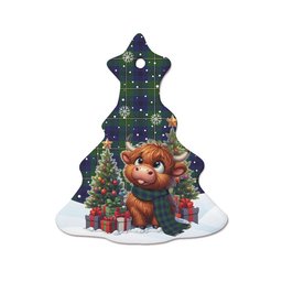 ScotsTee Shop Scottish Johnston Modern Clan Tartan Ceramic Ornament Cute Highland Cow Christmas