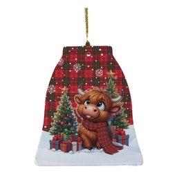 ScotsTee Shop Scottish Grant Modern Clan Tartan Ceramic Ornament Cute Highland Cow Christmas