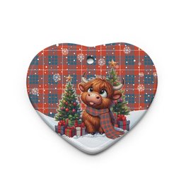 ScotsTee Shop Scottish Hamilton Ancient Clan Tartan Ceramic Ornament Cute Highland Cow Christmas