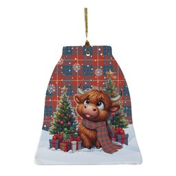 ScotsTee Shop Scottish Hamilton Ancient Clan Tartan Ceramic Ornament Cute Highland Cow Christmas