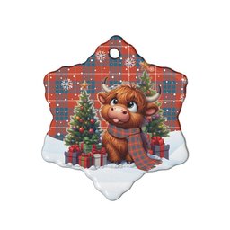 ScotsTee Shop Scottish Hamilton Ancient Clan Tartan Ceramic Ornament Cute Highland Cow Christmas