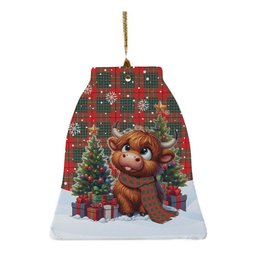 ScotsTee Shop Scottish Cumming Modern Clan Tartan Ceramic Ornament Cute Highland Cow Christmas