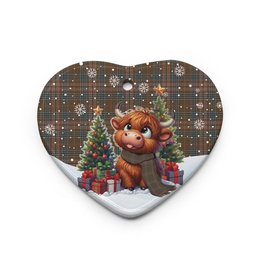 ScotsTee Shop Scottish Kennedy Weathered Clan Tartan Ceramic Ornament Cute Highland Cow Christmas