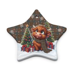 ScotsTee Shop Scottish Kennedy Weathered Clan Tartan Ceramic Ornament Cute Highland Cow Christmas