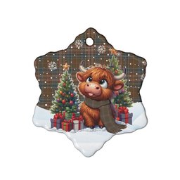 ScotsTee Shop Scottish Kennedy Weathered Clan Tartan Ceramic Ornament Cute Highland Cow Christmas