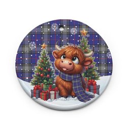 ScotsTee Shop Scottish Kinnaird Clan Tartan Ceramic Ornament Cute Highland Cow Christmas
