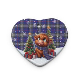 ScotsTee Shop Scottish Kinnaird Clan Tartan Ceramic Ornament Cute Highland Cow Christmas