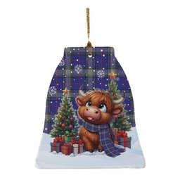 ScotsTee Shop Scottish Kinnaird Clan Tartan Ceramic Ornament Cute Highland Cow Christmas
