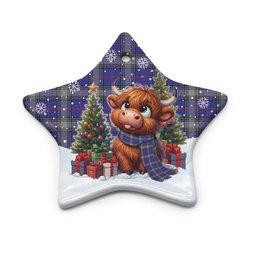 ScotsTee Shop Scottish Kinnaird Clan Tartan Ceramic Ornament Cute Highland Cow Christmas