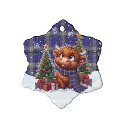 ScotsTee Shop Scottish Kinnaird Clan Tartan Ceramic Ornament Cute Highland Cow Christmas