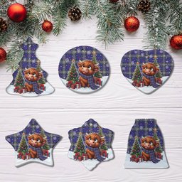 ScotsTee Shop Scottish Kinnaird Clan Tartan Ceramic Ornament Cute Highland Cow Christmas