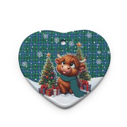 ScotsTee Shop Scottish Douglas Ancient Clan Tartan Ceramic Ornament Cute Highland Cow Christmas
