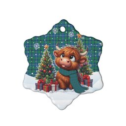 ScotsTee Shop Scottish Douglas Ancient Clan Tartan Ceramic Ornament Cute Highland Cow Christmas