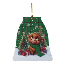 ScotsTee Shop Scottish Don (Tribe-of-Mar) Clan Tartan Ceramic Ornament Cute Highland Cow Christmas