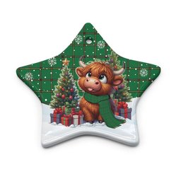ScotsTee Shop Scottish Don (Tribe-of-Mar) Clan Tartan Ceramic Ornament Cute Highland Cow Christmas