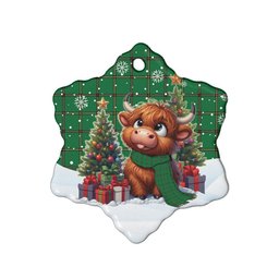 ScotsTee Shop Scottish Don (Tribe-of-Mar) Clan Tartan Ceramic Ornament Cute Highland Cow Christmas