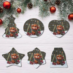 ScotsTee Shop Scottish Farquharson Weathered Clan Tartan Ceramic Ornament Cute Highland Cow Christmas