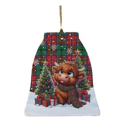 ScotsTee Shop Scottish McCulloch Clan Tartan Ceramic Ornament Cute Highland Cow Christmas