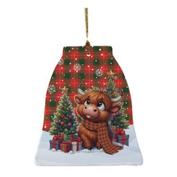 ScotsTee Shop Scottish MacPhee Modern Clan Tartan Ceramic Ornament Cute Highland Cow Christmas
