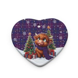 ScotsTee Shop Scottish Pride of Glencoe Clan Tartan Ceramic Ornament Cute Highland Cow Christmas