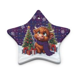 ScotsTee Shop Scottish Pride of Glencoe Clan Tartan Ceramic Ornament Cute Highland Cow Christmas