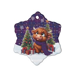 ScotsTee Shop Scottish Pride of Glencoe Clan Tartan Ceramic Ornament Cute Highland Cow Christmas