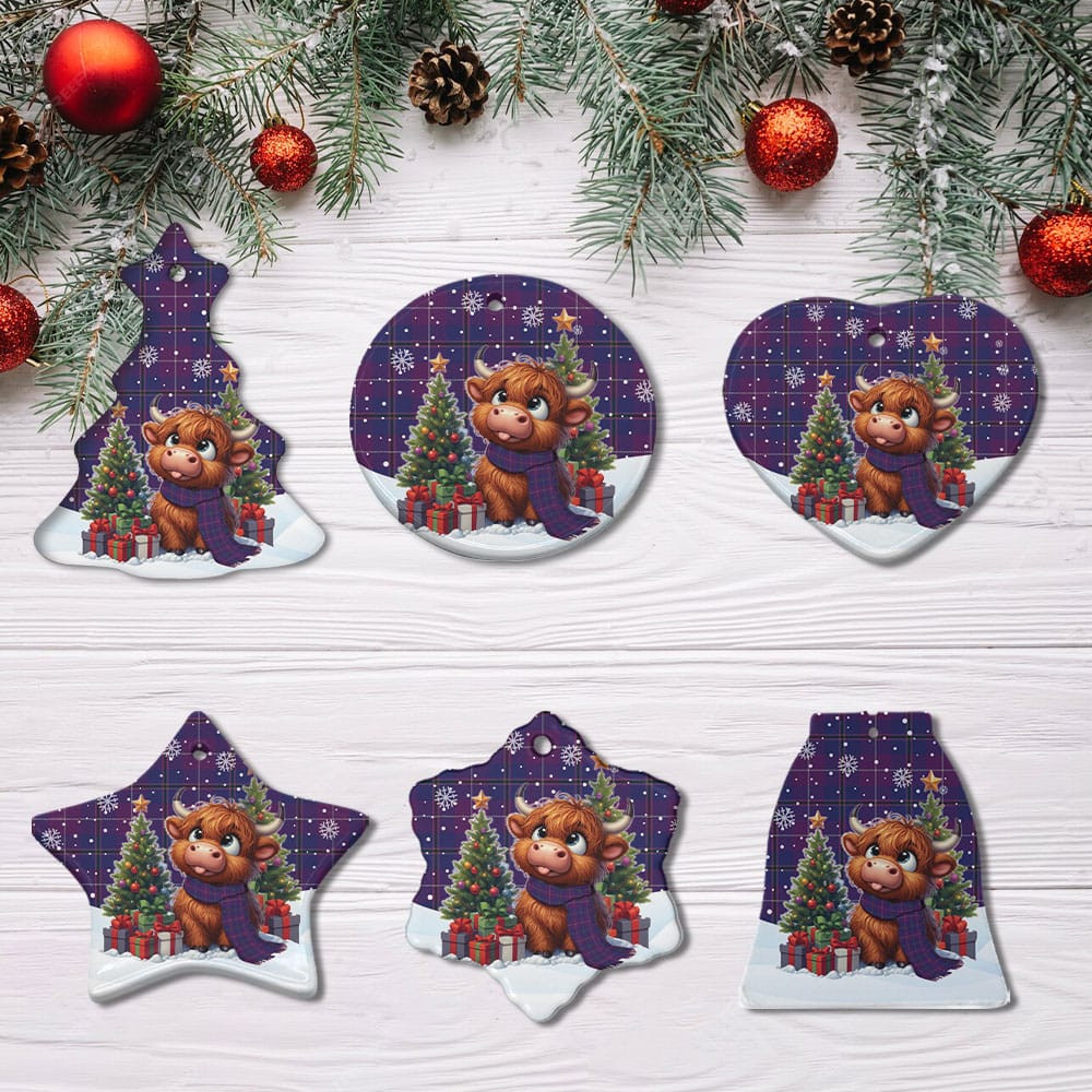 ScotsTee Shop Scottish Pride of Glencoe Clan Tartan Ceramic Ornament Cute Highland Cow Christmas