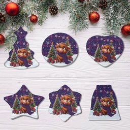 ScotsTee Shop Scottish Pride of Glencoe Clan Tartan Ceramic Ornament Cute Highland Cow Christmas