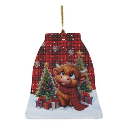 ScotsTee Shop Scottish Matheson Modern Clan Tartan Ceramic Ornament Cute Highland Cow Christmas
