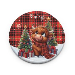 ScotsTee Shop Scottish MacIan Clan Tartan Ceramic Ornament Cute Highland Cow Christmas