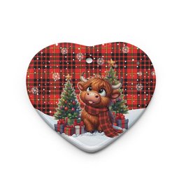 ScotsTee Shop Scottish MacIan Clan Tartan Ceramic Ornament Cute Highland Cow Christmas