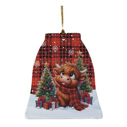 ScotsTee Shop Scottish MacIan Clan Tartan Ceramic Ornament Cute Highland Cow Christmas