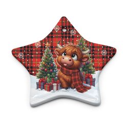 ScotsTee Shop Scottish MacIan Clan Tartan Ceramic Ornament Cute Highland Cow Christmas
