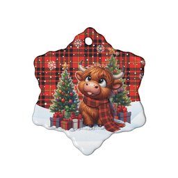 ScotsTee Shop Scottish MacIan Clan Tartan Ceramic Ornament Cute Highland Cow Christmas
