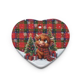 ScotsTee Shop Scottish Nicolson Modern Clan Tartan Ceramic Ornament Cute Highland Cow Christmas