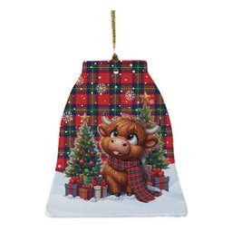 ScotsTee Shop Scottish Ruthven Modern Clan Tartan Ceramic Ornament Cute Highland Cow Christmas