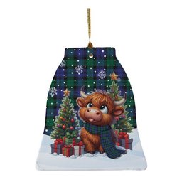 ScotsTee Shop Scottish Blackwatch Modern Clan Tartan Ceramic Ornament Cute Highland Cow Christmas