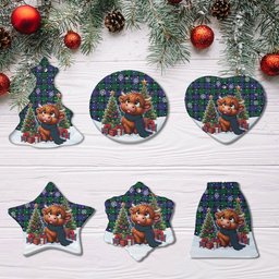 ScotsTee Shop Scottish Blackwatch Modern Clan Tartan Ceramic Ornament Cute Highland Cow Christmas