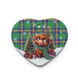 ScotsTee Shop Scottish New Mexico Clan Tartan Ceramic Ornament Cute Highland Cow Christmas
