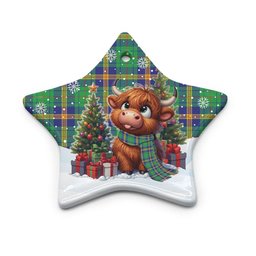 ScotsTee Shop Scottish New Mexico Clan Tartan Ceramic Ornament Cute Highland Cow Christmas