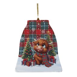 ScotsTee Shop Scottish MacLeay Clan Tartan Ceramic Ornament Cute Highland Cow Christmas