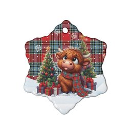 ScotsTee Shop Scottish MacLeay Clan Tartan Ceramic Ornament Cute Highland Cow Christmas