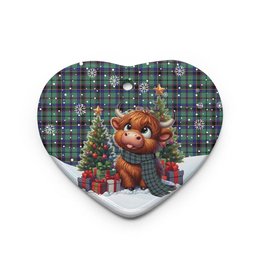 ScotsTee Shop Scottish Stevenson Clan Tartan Ceramic Ornament Cute Highland Cow Christmas