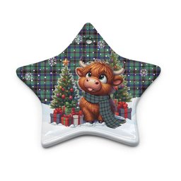 ScotsTee Shop Scottish Stevenson Clan Tartan Ceramic Ornament Cute Highland Cow Christmas