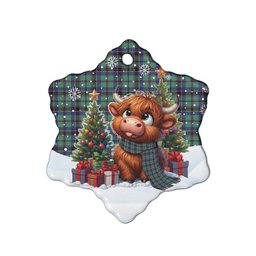 ScotsTee Shop Scottish Stevenson Clan Tartan Ceramic Ornament Cute Highland Cow Christmas