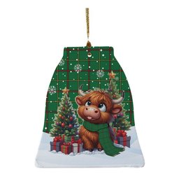 ScotsTee Shop Scottish Tribe of Mar Clan Tartan Ceramic Ornament Cute Highland Cow Christmas