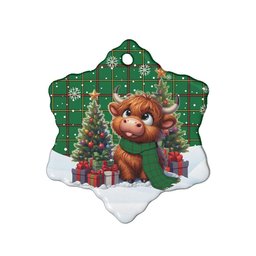 ScotsTee Shop Scottish Tribe of Mar Clan Tartan Ceramic Ornament Cute Highland Cow Christmas