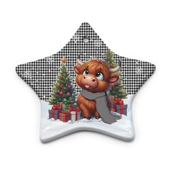 ScotsTee Shop Scottish Shepherd Clan Tartan Ceramic Ornament Cute Highland Cow Christmas