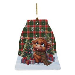 ScotsTee Shop Scottish Pollock Modern Clan Tartan Ceramic Ornament Cute Highland Cow Christmas
